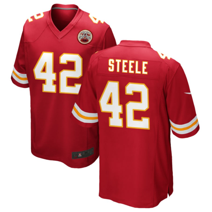 KC.Chiefs #42 Carson Steele Player Red Home Game Stitched Football Jerseys