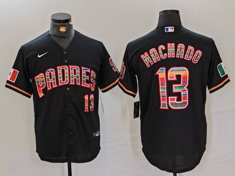 Men's San Diego Padres Manny Machado #13 Black Player Game Jersey1