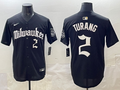 Men's Milwaukee Brewers Brice Turang #2 Black Replica Team Jersey