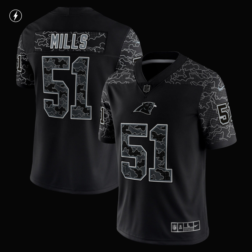 Sam Mills Carolina Panthers  Retired   RFLCTV Limited Jersey - Black
