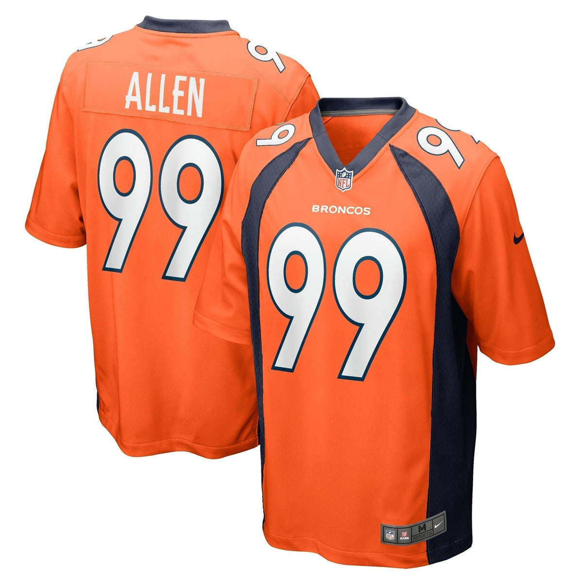Zach Allen Denver Broncos  Game   Jersey - Orange
