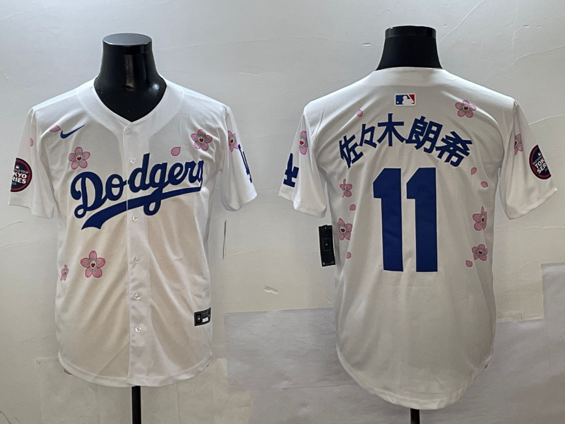 Men's Los Angeles Dodgers Roki Sasaki #11 White Game Jersey1