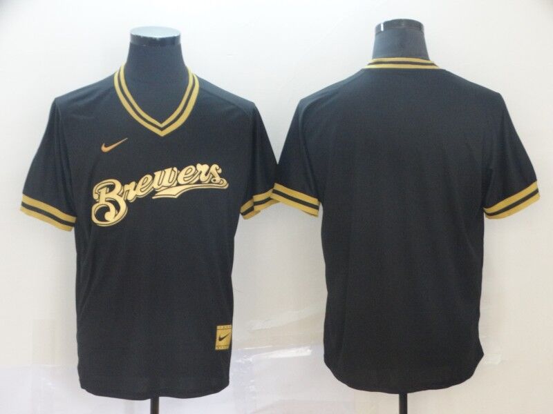 Men's Milwaukee Brewers Black Replica Blank Jersey1
