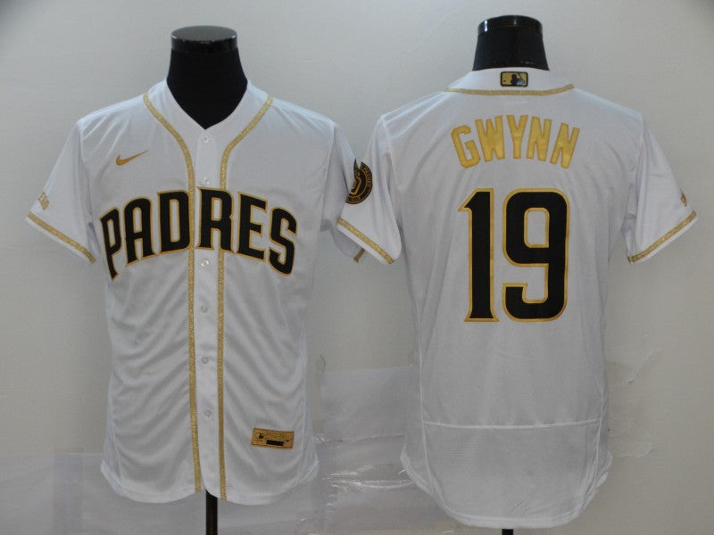 Men's San Diego Padres Tony Gwynn #19  White Stitched Jersey1