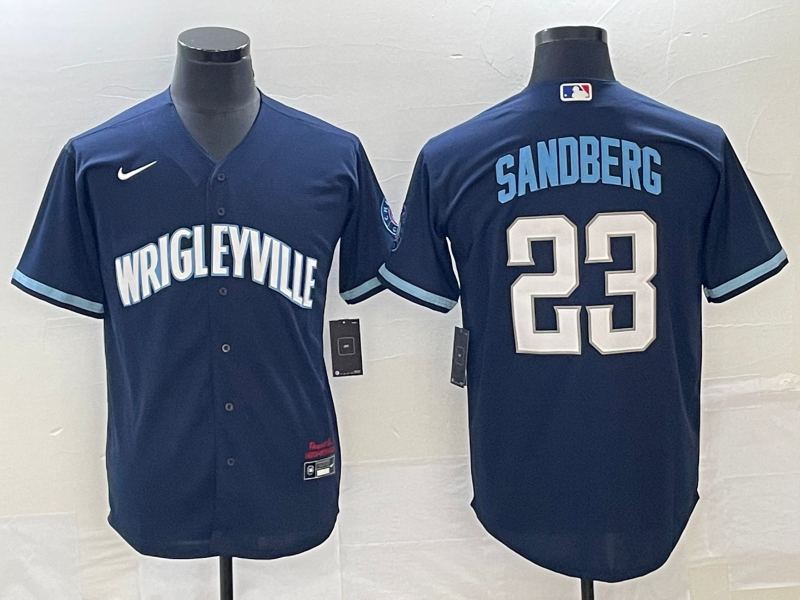 Men's Chicago Cubs Ryne Sandberg #23 Navy City Connect Replica Jersey1