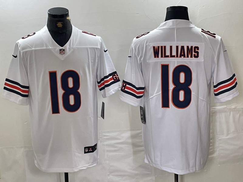 Men's Chicago Bears Caleb Williams #18 White 2024  Draft First Round Pick Player Game Jersey2