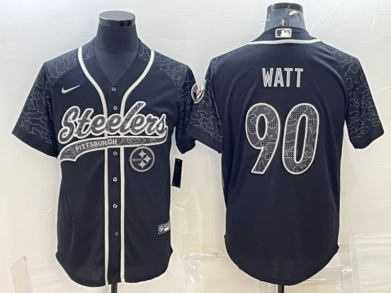 Men's Pittsburgh Steelers T.J. Watt #90 Black Retired Player RFLCTV Limited Jersey1 Joint edition