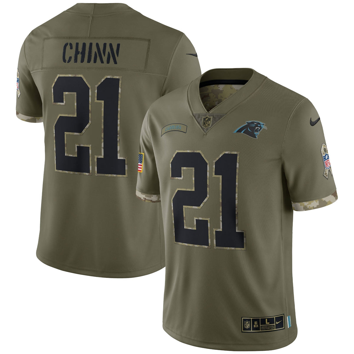 Jeremy Chinn Carolina Panthers  2022 Salute To Service Limited Jersey - Olive