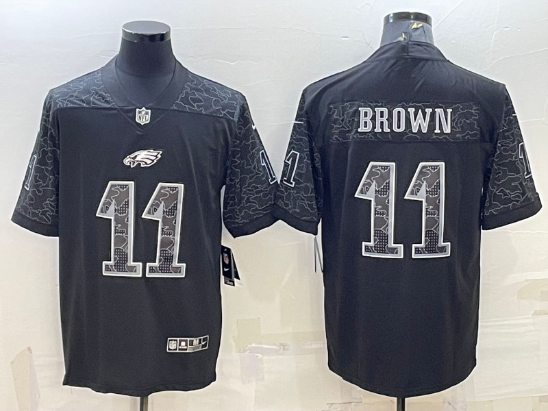 Men's Philadelphia Eagles A.J. Brown #11 Black RFLCTV Limited Jersey1