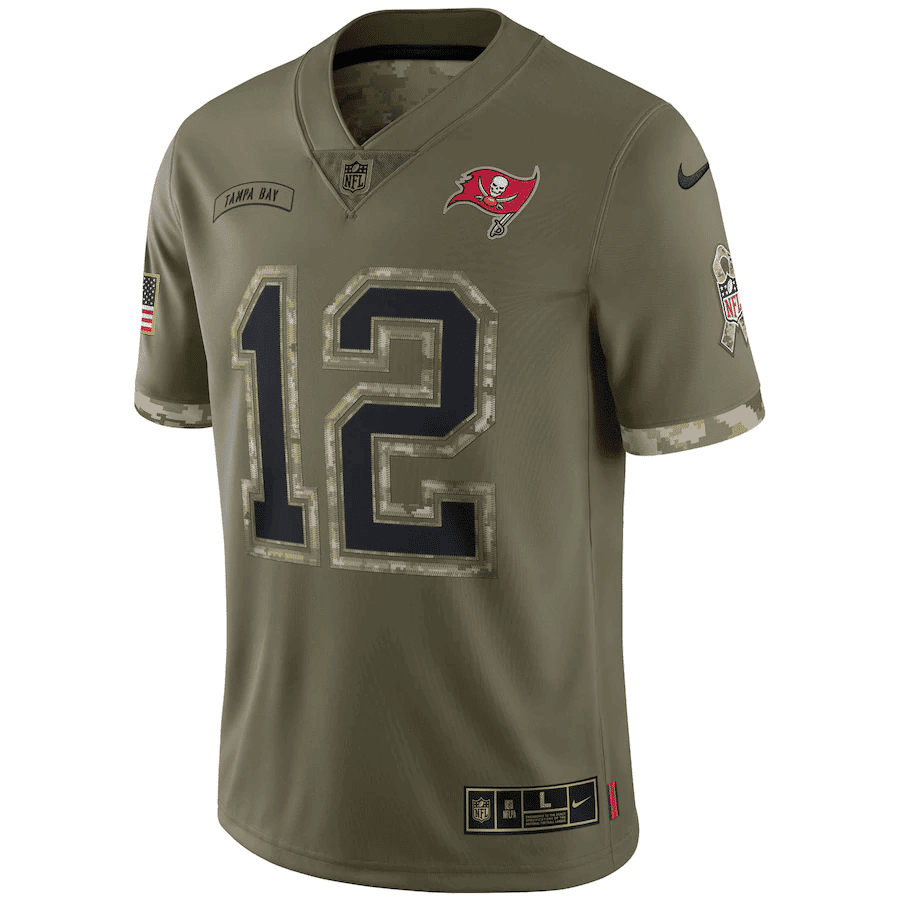 Tom Brady Tampa Bay Buccaneers 2022 Salute To Service Limited Jersey - Olive
