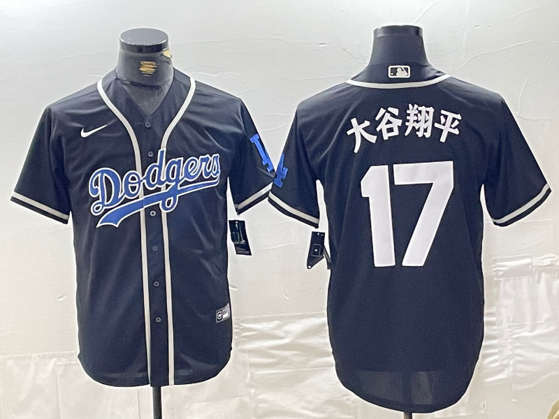 Men's Los Angeles Dodgers Shohei Ohtani #17 Black Alternate Replica Team Jersey1