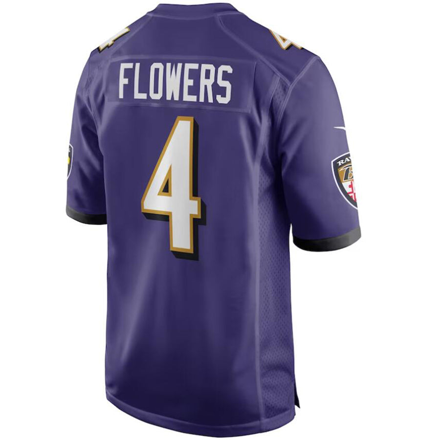 B.Ravens #4 Zay Flowers Purple Player Game Home Football Jerseys