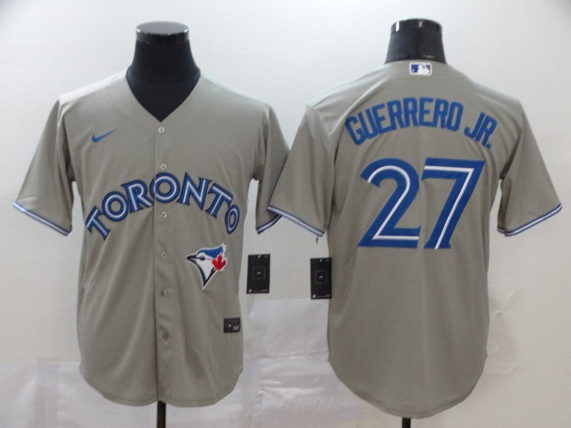 Men's Toronto Blue Jays Vladimir Guerrero Jr. #27 Gray Replica Baseball Jersey1