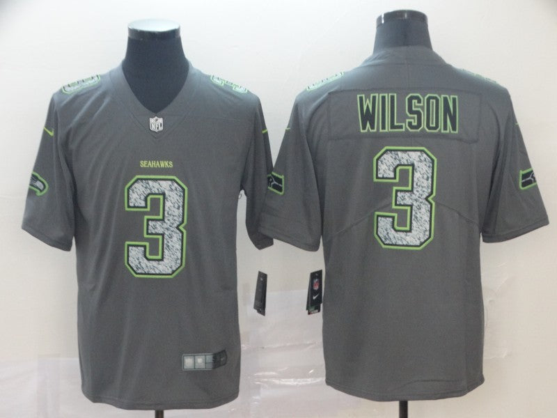 Men's Seattle Seahawks Russell Wilson #3 Gray Alternate Game Jersey1