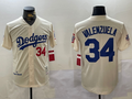Men's Los Angeles Dodgers Fernando Valenzuela #34 Cream 1981 World Series Baseball Jersey