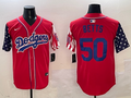 Men's Los Angeles Dodgers Mookie Betts #50 Red Replica Player Jersey1