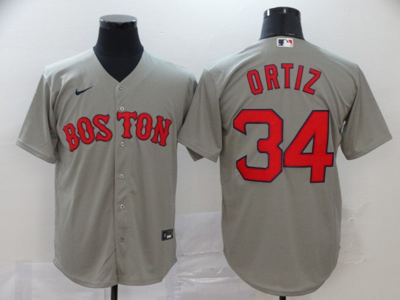 Men's Boston Red Sox David Ortiz #34 Gray Replica Baseball Jersey1