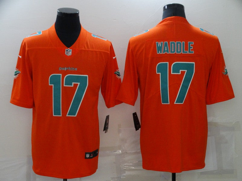 Men's Miami Dolphins Jaylen Waddle #17 Orange Inverted Legend Jersey1