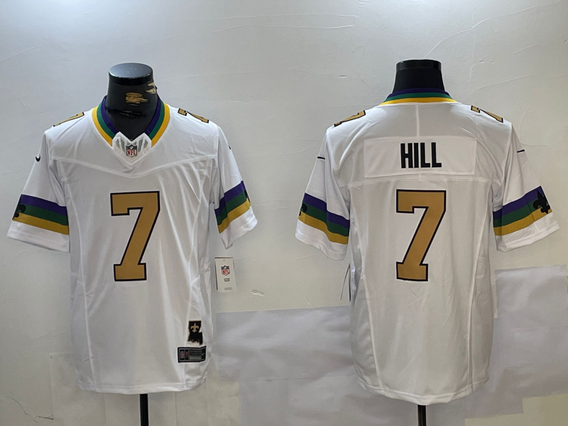 Men's New Orleans Saints Taysom Hill #7 White Fashion Game Jersey1