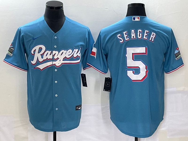 Men's Texas Rangers Corey Seager #5 Blue Replica Player Jersey1