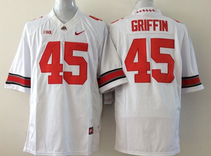 Men's Ohio State Buckeyes Archie Griffin #45 White Player Game Jersey
