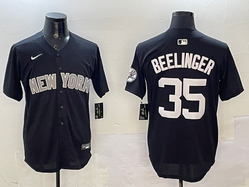 Men's New York Yankees Cody Bellinger #35 Black Replica Player Jersey1