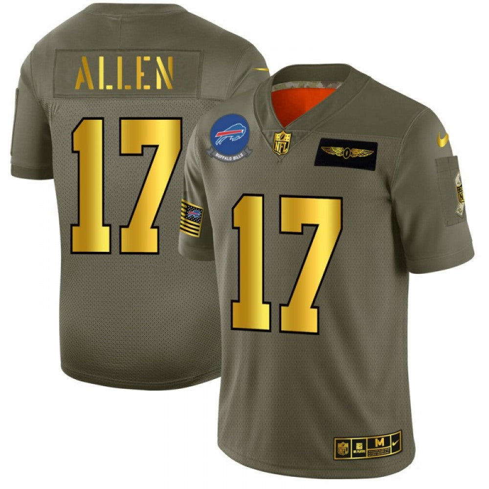 Men's Buffalo Bills #17 Josh Allen 2019 Olive/Gold Salute To Service Limited Stitched  Jersey