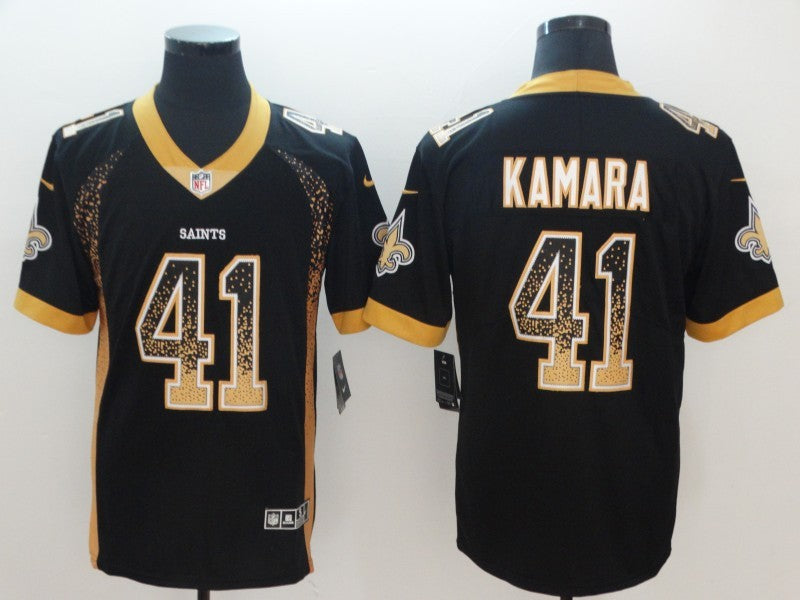 Men's New Orleans Saints Alvin Kamara #41 Black Team Game Jersey1