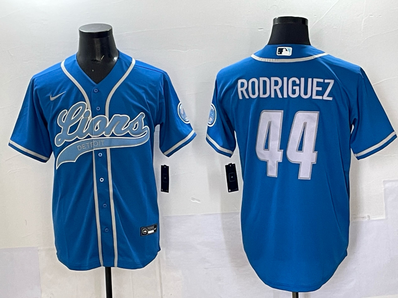 Men's Detroit Lions Malcolm Rodriguez #44 Blue Game Jersey