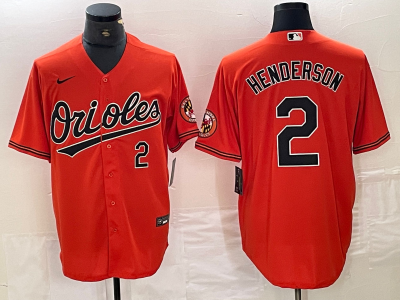 Men's Baltimore Orioles Gunnar Henderson #2 Orange Replica Player Jersey1