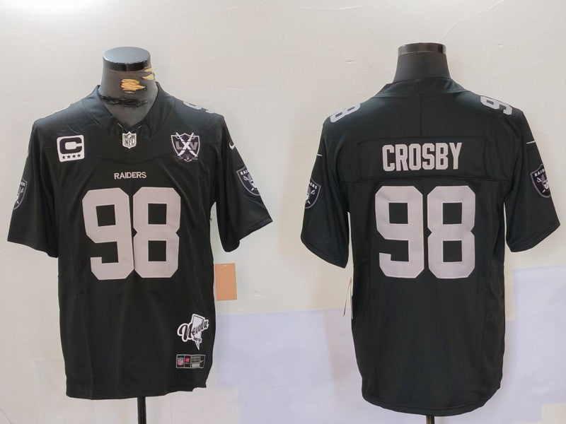 Men's Las Vegas Raiders Maxx Crosby #98 Black 2024 Vapor F.U.S.E. Limited Jersey1