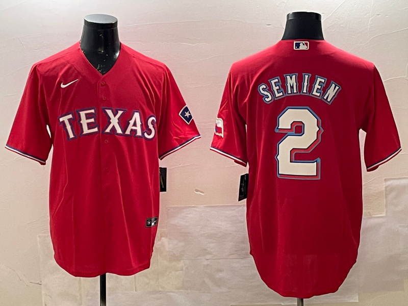 Men's Texas Rangers Marcus Semien #2 Red Replica Player Jersey