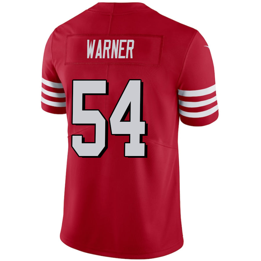 #54 Fred Warner Player SF.49ers Scarlet Alternate Game Football Jerseys