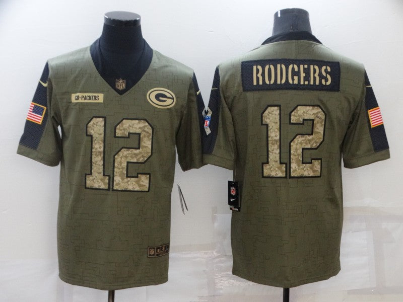 Men's Green Bay Packers Aaron Rodgers #12 Brown Game Jersey1