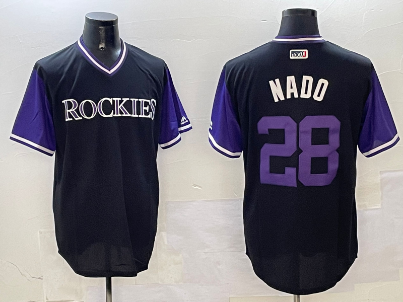 Men's Colorado Rockies Nolan Arenado #28 Black Limited Player Jersey1