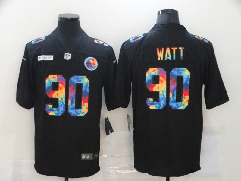 Men's Pittsburgh Steelers #90 T.J. Watt Black Game Player Jersey1
