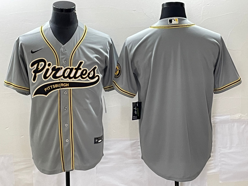 Men's Pittsburgh Pirates Gray Blank Replica Jersey1 Joint Edition