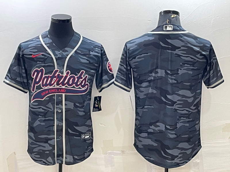 Men's New England Patriots Grey Camouflage Blank Jersey1