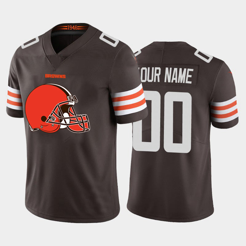 Custom1 Cleveland Browns Brown Team Big Logo Vapor Untouchable Limited Jersey1 Stitched American Football Jerseys