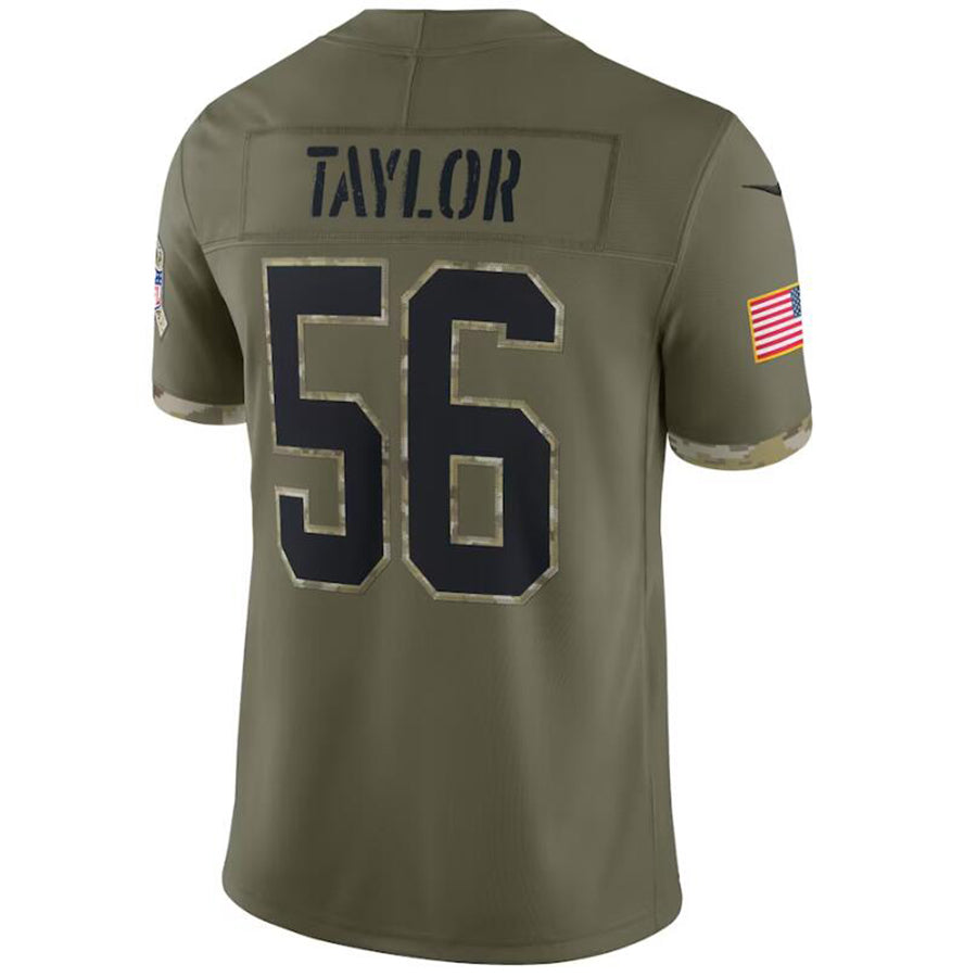 #56 Lawrence Taylor Player NY.Giants Olive Salute To Service Game Football Jerseys