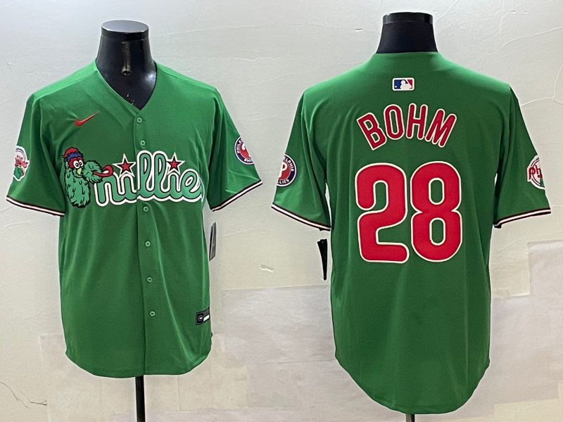 Men's Philadelphia Phillies Alec Bohm #28 Green Replica Team Jersey1