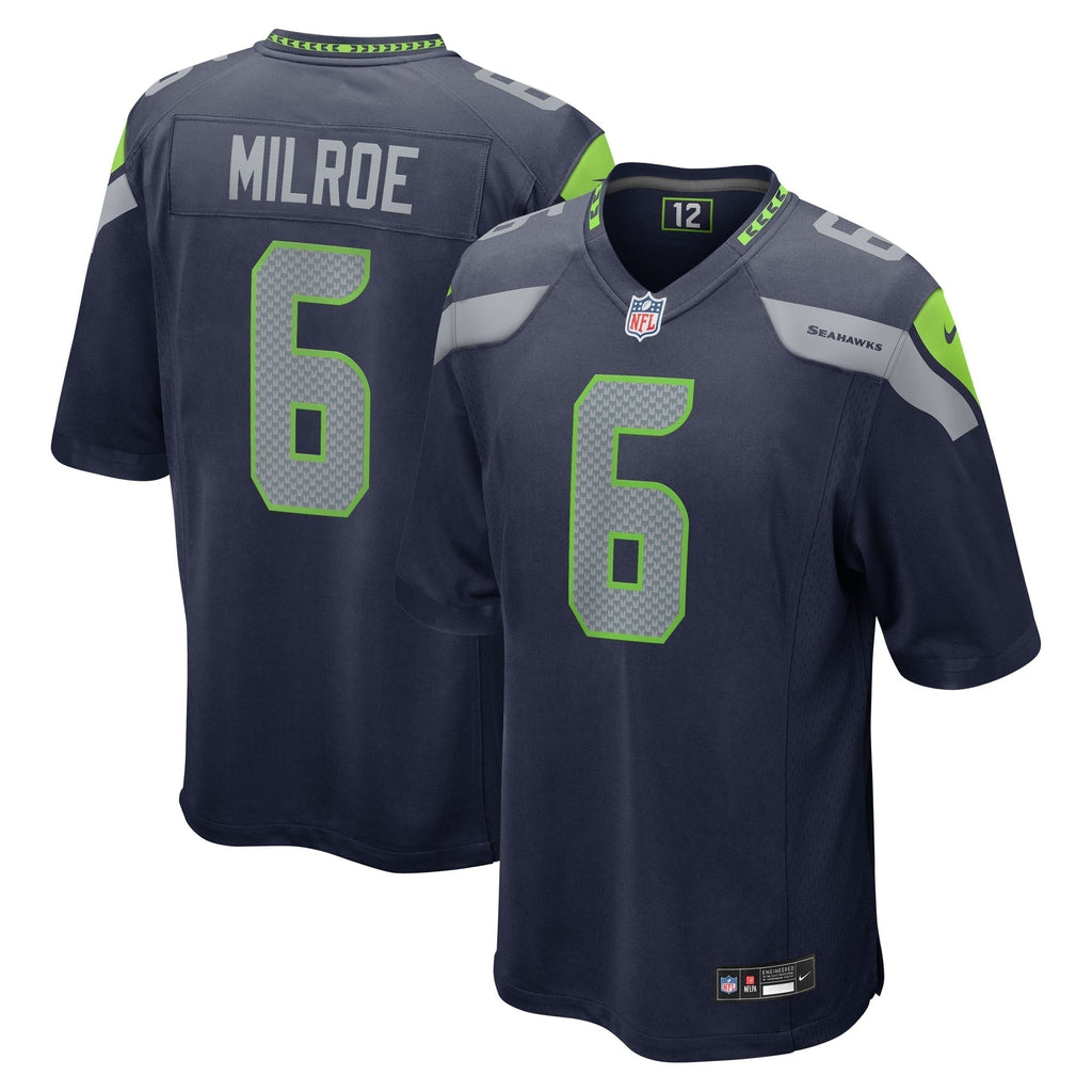 Men's Seattle Seahawks Jalen Milroe  College Navy 2025  Draft Game Jersey