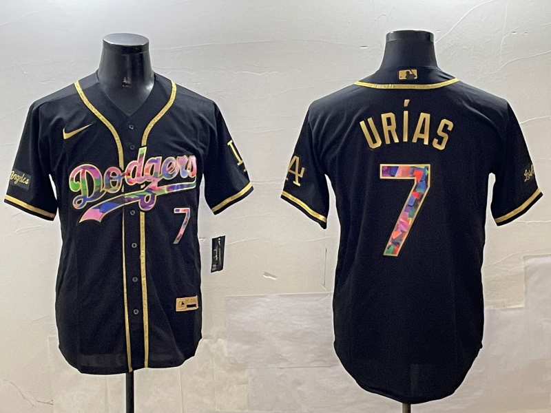 Men's Los Angeles Dodgers Julio Urias #7 Black Limited Player Jersey1
