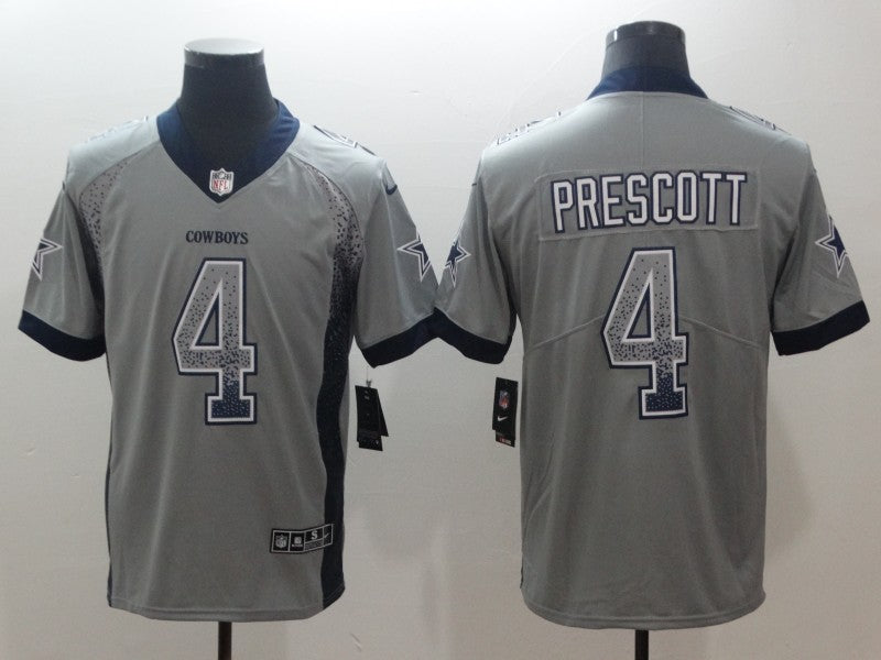 Men's Dallas Cowboys Dak Prescott #4 Gray Authentic Game Jersey1