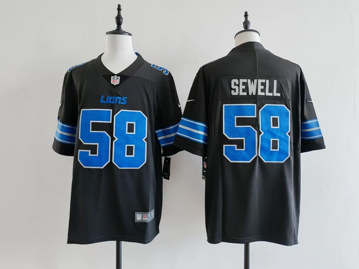 Men's Detroit Lions Penei Sewell Jersey -  Black
