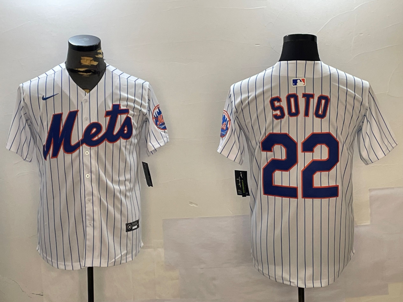 Men's New York Mets Juan Soto #22 White Home Replica Player Jersey1