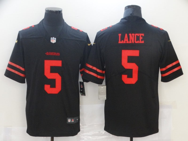 Men's San Francisco 49ers Trey Lance #5 Black Game Jersey1