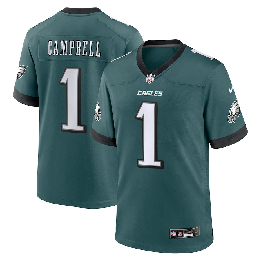Philadelphia Eagles Jihaad Campbell  Green 2025  Draft First Round Pick Game Jersey