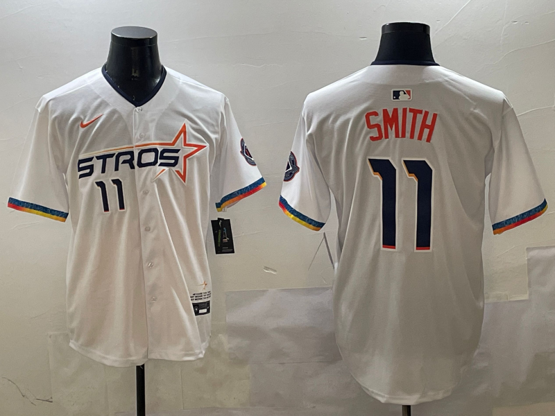 Men's Houston Astros Cam Smith #11 White 2025 City Connect Limited Player Jersey