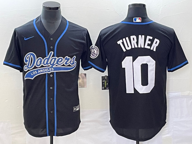 Men's Los Angeles Dodgers Justin Turner #10 Black Player Jersey1 Joint Edition